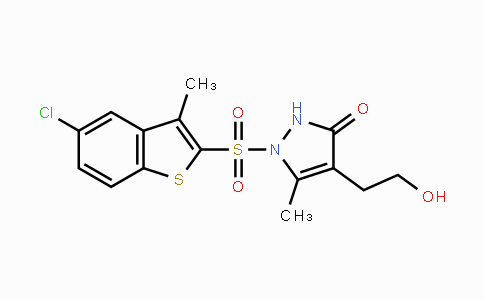 CAS No. 861207-40-1, 1-[(5-Chloro-3-methyl-1-benzothiophen-2-yl)sulfonyl]-4-(2-hydroxyethyl)-5-methyl-1,2-dihydro-3H-pyrazol-3-one