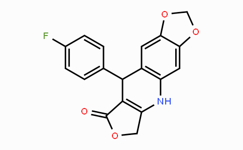 CAS No. 861208-09-5, 9-(4-Fluorophenyl)-6,9-dihydro[1,3]dioxolo[4,5-g]furo[3,4-b]quinolin-8(5H)-one
