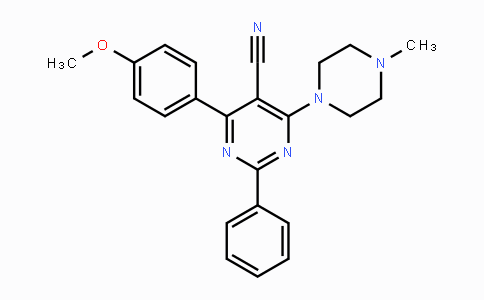 CAS No. 338395-07-6, 4-(4-Methoxyphenyl)-6-(4-methylpiperazino)-2-phenyl-5-pyrimidinecarbonitrile
