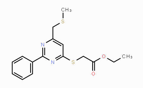 CAS No. 477886-22-9, Ethyl 2-({6-[(methylsulfanyl)methyl]-2-phenyl-4-pyrimidinyl}sulfanyl)acetate
