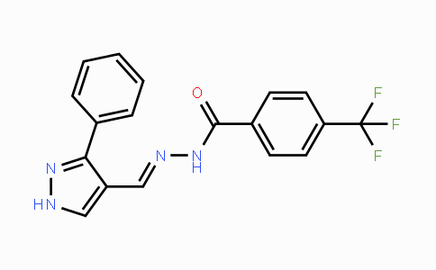 CAS No. 477710-90-0, N'-[(E)-(3-Phenyl-1H-pyrazol-4-yl)methylidene]-4-(trifluoromethyl)benzenecarbohydrazide