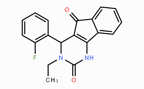 CAS No. 861209-20-3, 3-Ethyl-4-(2-fluorophenyl)-3,4-dihydro-1H-indeno[1,2-d]pyrimidine-2,5-dione