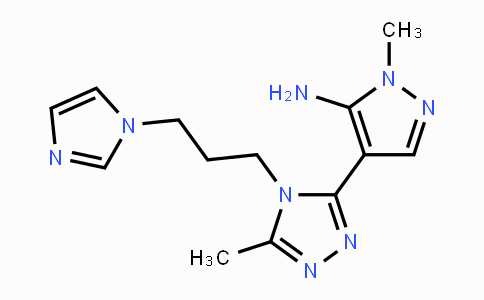 CAS No. 955976-90-6, 4-{4-[3-(1H-Imidazol-1-yl)propyl]-5-methyl-4H-1,2,4-triazol-3-yl}-1-methyl-1H-pyrazol-5-ylamine