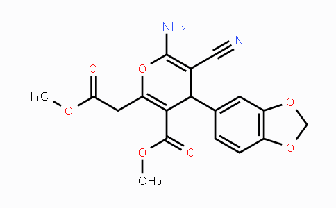 CAS No. 861211-20-3, Methyl 6-amino-4-(1,3-benzodioxol-5-yl)-5-cyano-2-(2-methoxy-2-oxoethyl)-4H-pyran-3-carboxylate