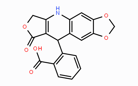 CAS No. 882747-22-0, 2-(8-Oxo-5,6,8,9-tetrahydro[1,3]dioxolo[4,5-g]furo[3,4-b]quinolin-9-yl)benzenecarboxylic acid