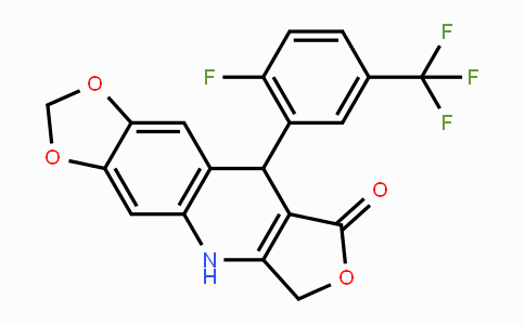 CAS No. 882747-23-1, 9-[2-Fluoro-5-(trifluoromethyl)phenyl]-6,9-dihydro[1,3]dioxolo[4,5-g]furo[3,4-b]quinolin-8(5H)-one