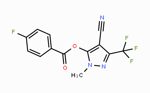 CAS No. 956950-68-8, 4-Cyano-1-methyl-3-(trifluoromethyl)-1H-pyrazol-5-yl 4-fluorobenzenecarboxylate