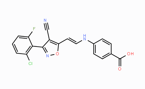 CAS No. 338403-15-9, 4-({2-[3-(2-Chloro-6-fluorophenyl)-4-cyano-5-isoxazolyl]vinyl}amino)benzenecarboxylic acid