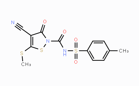 CAS No. 29388-97-4, N-{[4-Cyano-5-(methylsulfanyl)-3-oxo-2(3H)-isothiazolyl]carbonyl}-4-methylbenzenesulfonamide
