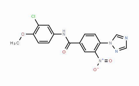 CAS No. 338408-06-3, N-(3-Chloro-4-methoxyphenyl)-3-nitro-4-(1H-1,2,4-triazol-1-yl)benzenecarboxamide