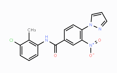 CAS No. 321570-78-9, N-(3-Chloro-2-methylphenyl)-3-nitro-4-(1H-pyrazol-1-yl)benzenecarboxamide