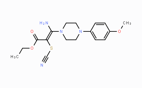 CAS No. 338410-23-4, Ethyl 3-amino-2-(cyanosulfanyl)-3-[4-(4-methoxyphenyl)piperazino]acrylate