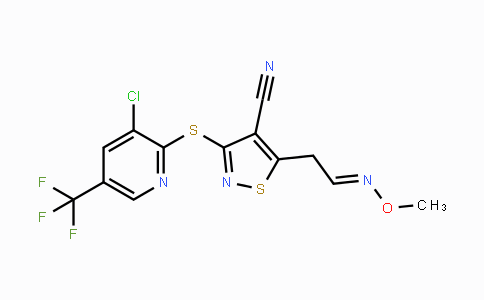 CAS No. 338413-08-4, 3-{[3-Chloro-5-(trifluoromethyl)-2-pyridinyl]sulfanyl}-5-[2-(methoxyimino)ethyl]-4-isothiazolecarbonitrile