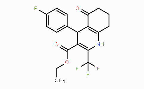 CAS No. 338414-98-5, Ethyl 4-(4-fluorophenyl)-5-oxo-2-(trifluoromethyl)-1,4,5,6,7,8-hexahydro-3-quinolinecarboxylate