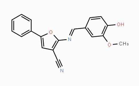 MC117864 | 478033-44-2 | 2-{[(E)-(4-Hydroxy-3-methoxyphenyl)methylidene]amino}-5-phenyl-3-furonitrile