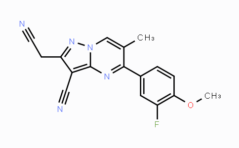CAS No. 865658-25-9, 2-(Cyanomethyl)-5-(3-fluoro-4-methoxyphenyl)-6-methylpyrazolo[1,5-a]pyrimidine-3-carbonitrile