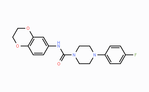 CAS No. 865659-74-1, N-(2,3-Dihydro-1,4-benzodioxin-6-yl)-4-(4-fluorophenyl)tetrahydro-1(2H)-pyrazinecarboxamide