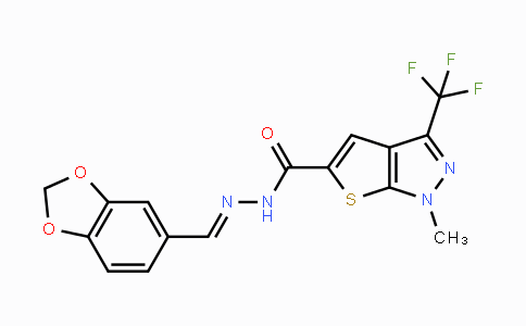 CAS No. 865659-79-6, N'-(1,3-Benzodioxol-5-ylmethylene)-1-methyl-3-(trifluoromethyl)-1H-thieno[2,3-c]pyrazole-5-carbohydrazide