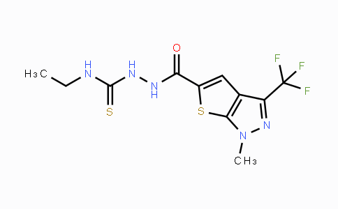 CAS No. 865659-80-9, N-Ethyl-2-{[1-methyl-3-(trifluoromethyl)-1H-thieno[2,3-c]pyrazol-5-yl]carbonyl}-1-hydrazinecarbothioamide