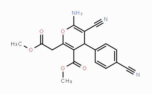 CAS No. 865660-39-5, Methyl 6-amino-5-cyano-4-(4-cyanophenyl)-2-(2-methoxy-2-oxoethyl)-4H-pyran-3-carboxylate