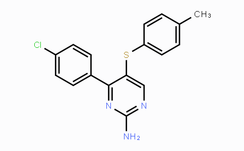 CAS No. 338417-74-6, 4-(4-Chlorophenyl)-5-[(4-methylphenyl)sulfanyl]-2-pyrimidinamine