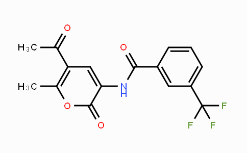 CAS No. 338418-31-8, N-(5-Acetyl-6-methyl-2-oxo-2H-pyran-3-yl)-3-(trifluoromethyl)benzenecarboxamide