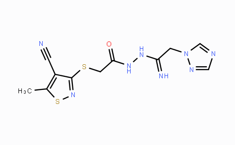 CAS No. 338418-78-3, 2-[(4-Cyano-5-methyl-3-isothiazolyl)sulfanyl]-N'-[2-(1H-1,2,4-triazol-1-yl)ethanimidoyl]acetohydrazide