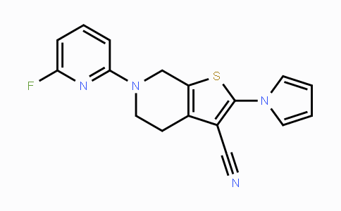 CAS No. 339279-34-4, 6-(6-Fluoro-2-pyridinyl)-2-(1H-pyrrol-1-yl)-4,5,6,7-tetrahydrothieno[2,3-c]pyridine-3-carbonitrile