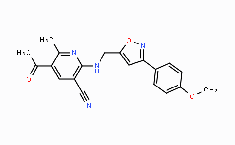 CAS No. 338749-68-1, 5-Acetyl-2-({[3-(4-methoxyphenyl)-5-isoxazolyl]methyl}amino)-6-methylnicotinonitrile