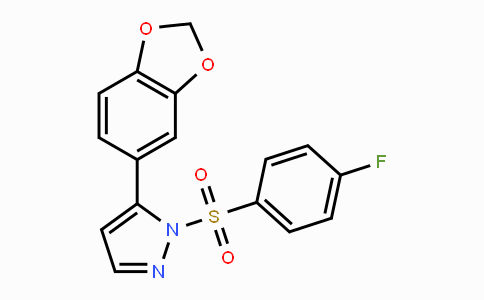 CAS No. 956964-56-0, 5-(1,3-Benzodioxol-5-yl)-1-[(4-fluorophenyl)sulfonyl]-1H-pyrazole