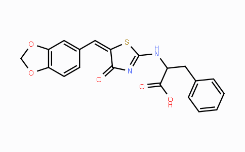 2-({5-[(E)-1,3-Benzodioxol-5-ylmethylidene]-4-oxo-4,5-dihydro-1,3-thiazol-2-yl}amino)-3-phenylpropanoic acid