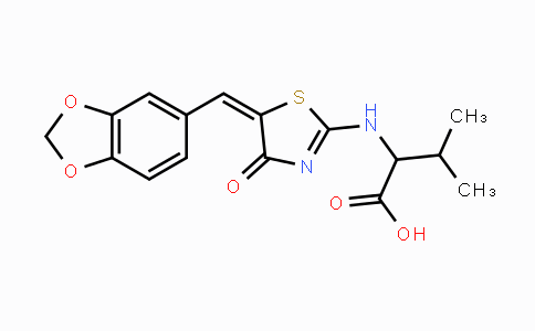 2-({5-[(E)-1,3-Benzodioxol-5-ylmethylidene]-4-oxo-4,5-dihydro-1,3-thiazol-2-yl}amino)-3-methylbutanoic acid