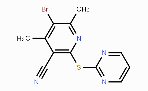CAS No. 866019-22-9, 5-Bromo-4,6-dimethyl-2-(2-pyrimidinylsulfanyl)nicotinonitrile