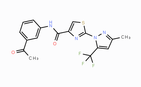 CAS No. 957037-27-3, N-(3-Acetylphenyl)-2-[3-methyl-5-(trifluoromethyl)-1H-pyrazol-1-yl]-1,3-thiazole-4-carboxamide