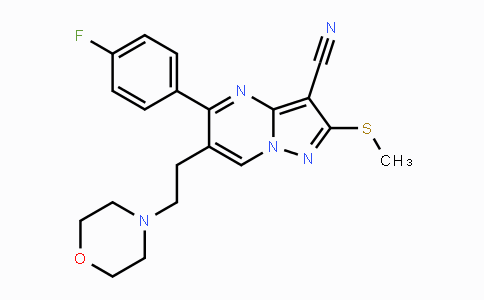 CAS No. 866019-70-7, 5-(4-Fluorophenyl)-2-(methylsulfanyl)-6-(2-morpholinoethyl)pyrazolo[1,5-a]pyrimidine-3-carbonitrile