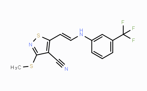 CAS No. 338751-25-0, 3-(Methylsulfanyl)-5-{2-[3-(trifluoromethyl)anilino]vinyl}-4-isothiazolecarbonitrile
