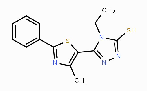CAS No. 219860-19-2, 4-Ethyl-5-(4-methyl-2-phenyl-1,3-thiazol-5-yl)-4H-1,2,4-triazol-3-ylhydrosulfide
