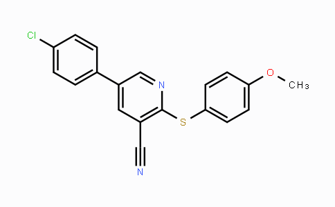 CAS No. 338954-94-2, 5-(4-Chlorophenyl)-2-[(4-methoxyphenyl)sulfanyl]nicotinonitrile