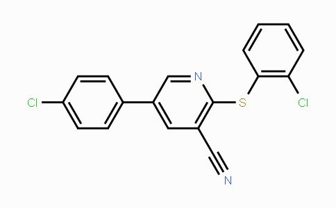 CAS No. 338955-04-7, 5-(4-Chlorophenyl)-2-[(2-chlorophenyl)sulfanyl]nicotinonitrile