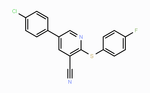 CAS No. 338955-19-4, 5-(4-Chlorophenyl)-2-[(4-fluorophenyl)sulfanyl]nicotinonitrile