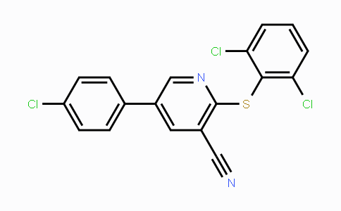 CAS No. 338955-21-8, 5-(4-Chlorophenyl)-2-[(2,6-dichlorophenyl)sulfanyl]nicotinonitrile
