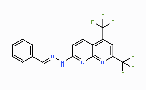CAS No. 338962-12-2, Benzenecarbaldehyde N-[5,7-bis(trifluoromethyl)[1,8]naphthyridin-2-yl]hydrazone