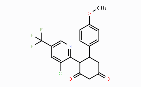 CAS No. 439110-56-2, 4-[3-Chloro-5-(trifluoromethyl)-2-pyridinyl]-5-(4-methoxyphenyl)-1,3-cyclohexanedione