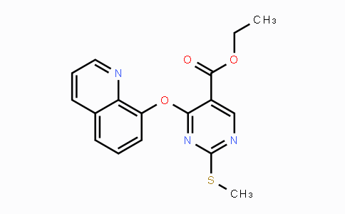 CAS No. 383148-60-5, Ethyl 2-(methylsulfanyl)-4-(8-quinolinyloxy)-5-pyrimidinecarboxylate