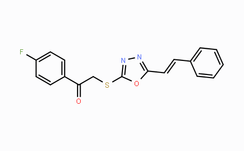 CAS No. 692287-92-6, 1-(4-Fluorophenyl)-2-({5-[(E)-2-phenylethenyl]-1,3,4-oxadiazol-2-yl}sulfanyl)-1-ethanone