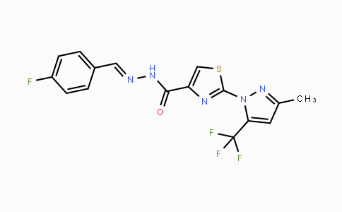 CAS No. 956266-40-3, N'-[(E)-(4-Fluorophenyl)methylidene]-2-[3-methyl-5-(trifluoromethyl)-1H-pyrazol-1-yl]-1,3-thiazole-4-carbohydrazide