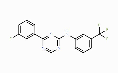 CAS No. 1797988-97-6, 4-(3-Fluorophenyl)-N-[3-(trifluoromethyl)phenyl]-1,3,5-triazin-2-amine