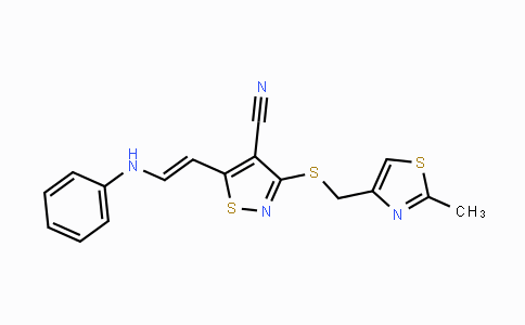 CAS No. 338778-89-5, 5-(2-Anilinovinyl)-3-{[(2-methyl-1,3-thiazol-4-yl)methyl]sulfanyl}-4-isothiazolecarbonitrile