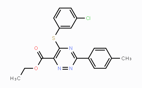 CAS No. 338965-79-0, Ethyl 5-[(3-chlorophenyl)sulfanyl]-3-(4-methylphenyl)-1,2,4-triazine-6-carboxylate