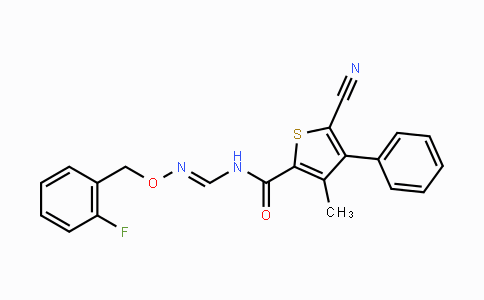 CAS No. 343372-44-1, 5-Cyano-N-({[(2-fluorobenzyl)oxy]imino}methyl)-3-methyl-4-phenyl-2-thiophenecarboxamide